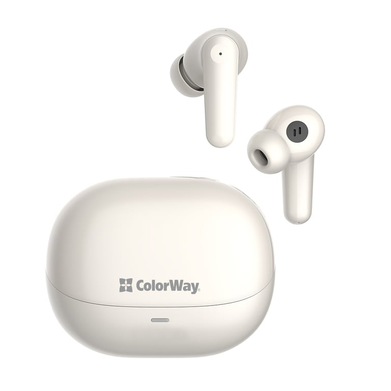 Навушники ColorWay Slim TWS-1 Earbuds Long Life Beige (CW-TWS1BE) - фото 1