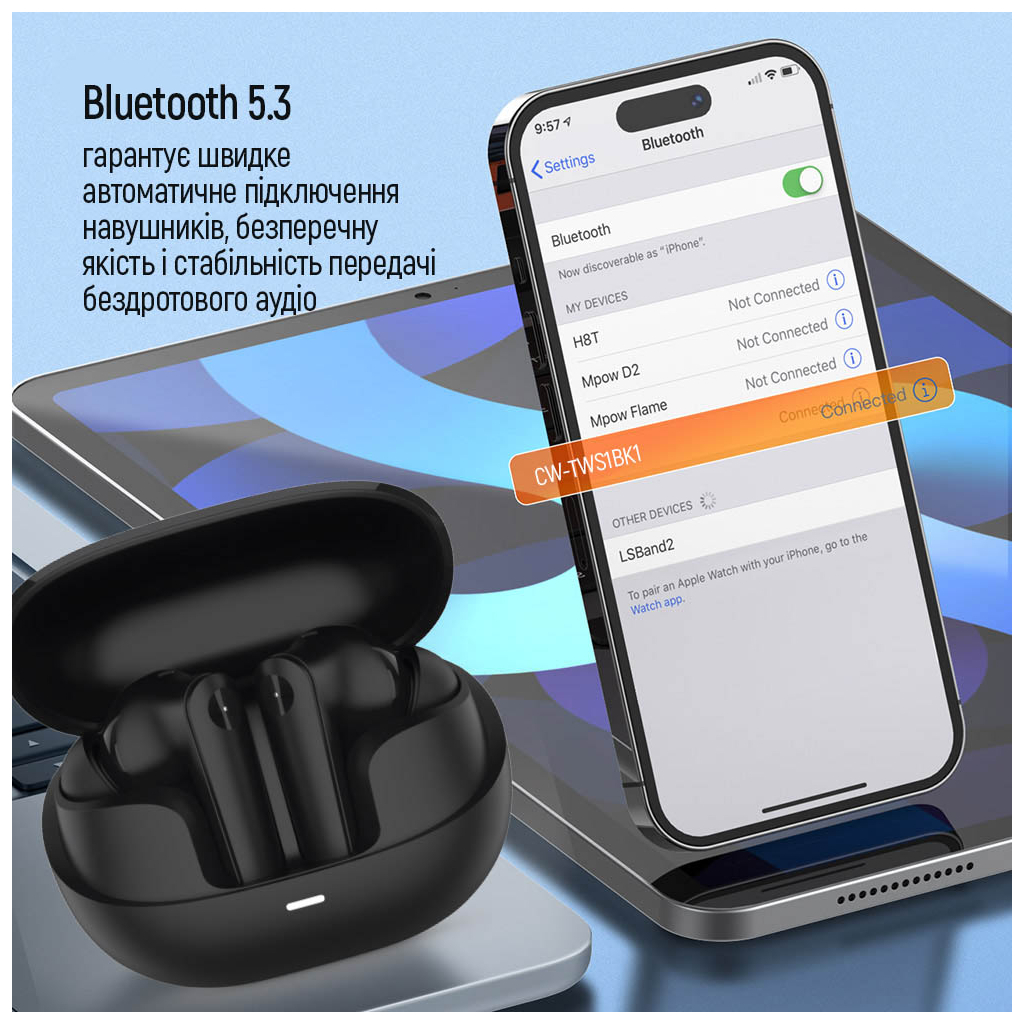 Навушники ColorWay Slim TWS-1 Earbuds Long Life Black (CW-TWS1BK1) - фото 4 Навушники ColorWay Slim TWS-1 Earbuds Long Life Black (CW-TWS1BK1) - фото 4
