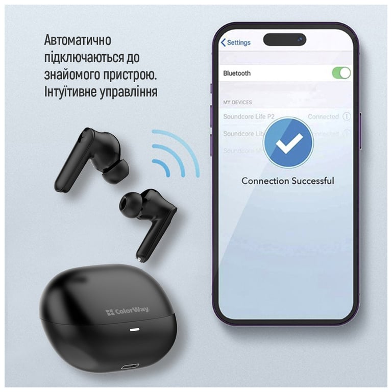 Навушники ColorWay Slim TWS-1 Earbuds Long Life Black (CW-TWS1BK1) - фото 10
