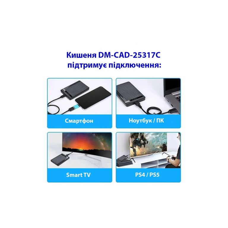 Кишеня зовнішня Dynamode 2.5" SATA/SSD HDD - USB 3.1 Type-C (DM-CAD-25317C) - фото 8