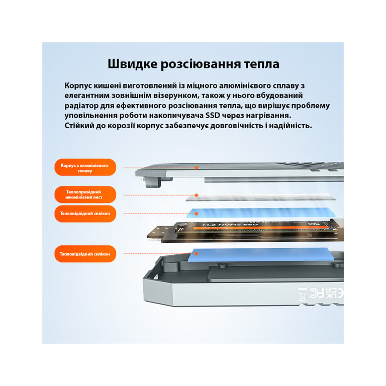 Кишеня зовнішня Maiwo M.2 SSD NVMe 2280 ч-з USB4.0 Type-C 40Gbps (K1695) - фото 7
