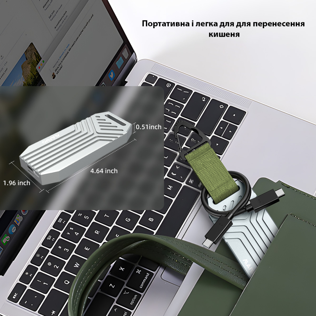 Кишеня зовнішня Maiwo M.2 SSD NVMe 2280 ч-з USB4.0 Type-C 40Gbps (K1695) - фото 8 Кишеня зовнішня Maiwo M.2 SSD NVMe 2280 ч-з USB4.0 Type-C 40Gbps (K1695) - фото 8