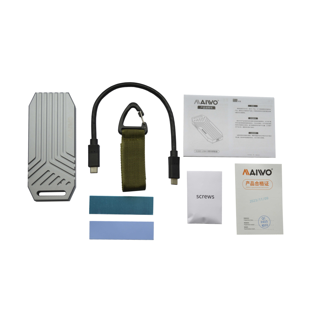 Кишеня зовнішня Maiwo M.2 SSD NVMe 2280 ч-з USB4.0 Type-C 40Gbps (K1695) - фото 10 Кишеня зовнішня Maiwo M.2 SSD NVMe 2280 ч-з USB4.0 Type-C 40Gbps (K1695) - фото 10