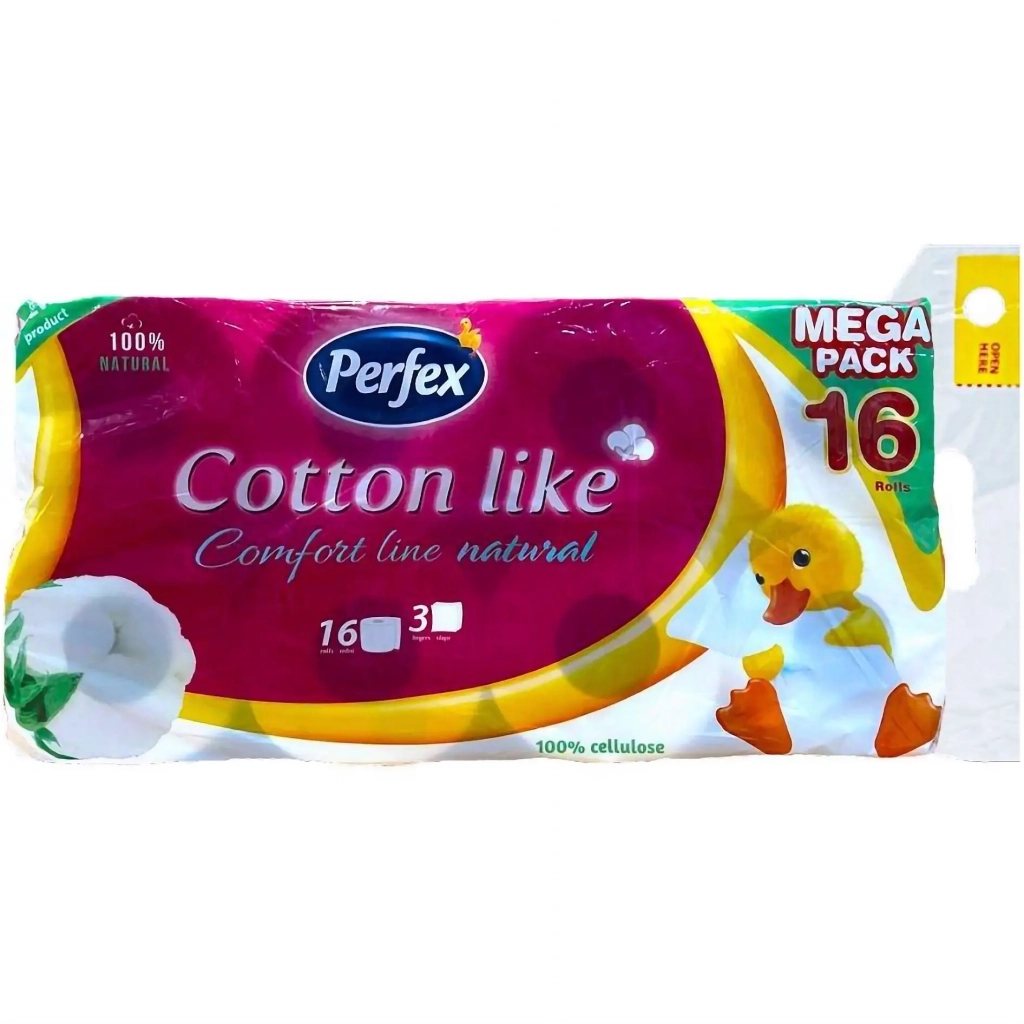Туалетний папір Perfex Cotton Like Comfort Line 3 шари 16 рулонів (8606110850522) - фото 1 Туалетний папір Perfex Cotton Like Comfort Line 3 шари 16 рулонів (8606110850522) - фото 1