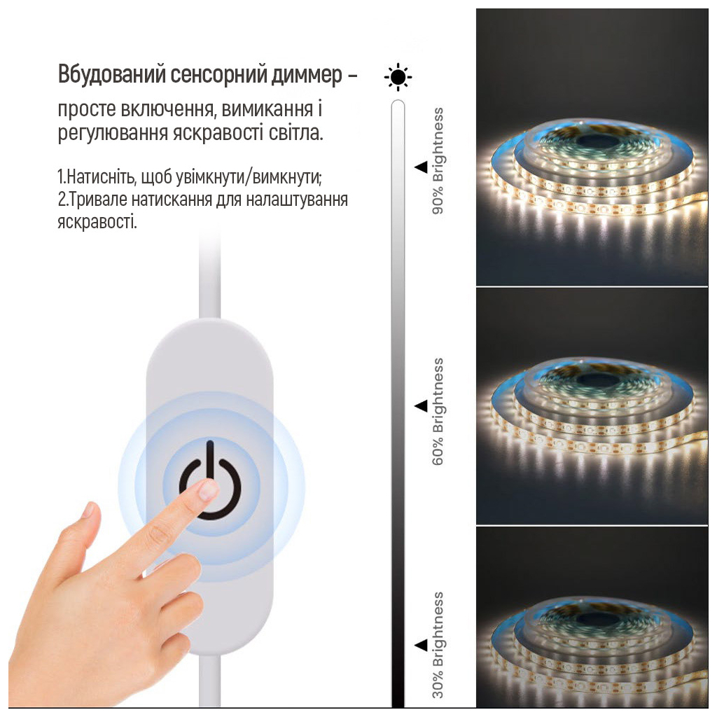 Світлодіодна стрічка ColorWay LED 3м з живленням від USB (CW-LD03) - фото 5 Світлодіодна стрічка ColorWay LED 3м з живленням від USB (CW-LD03) - фото 5