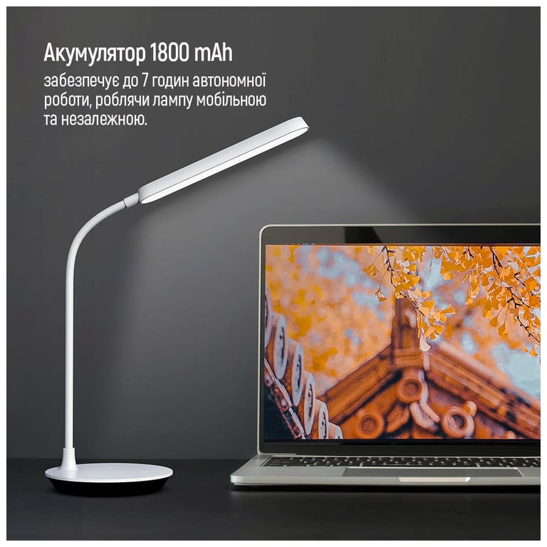 Настільна лампа ColorWay Portable & Flexible 360, 4W, з вбудованим акумулятором 1800 mAh (CW-DL12FB-W) - фото 4