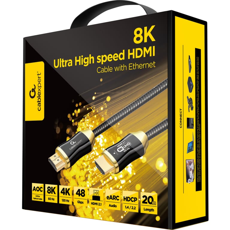 Кабель мультимедійний HDMI M to HDMI M 25.0m V2.1 8K60Hz optical Cablexpert (CCBP-HDMI8K-AOC-25M-EU) - фото 3