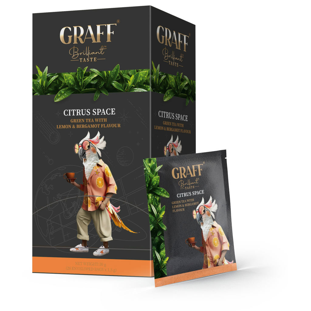 Чай Graff Citrus Space Зелений 20 пакетиків х 1.5 г (4820279610764) Чай Graff Citrus Space Зелений 20 пакетиків х 1.5 г (4820279610764)