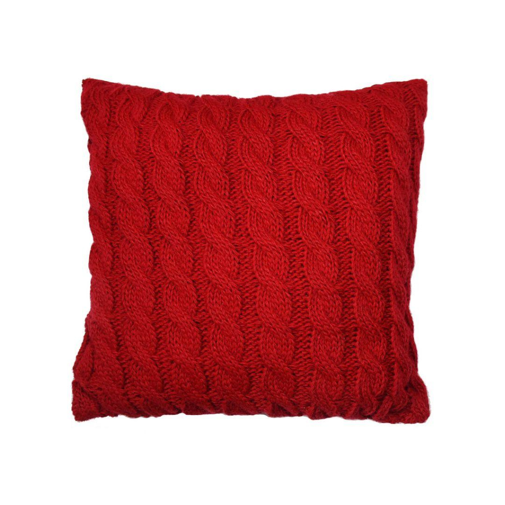 Подушка Прованс в'язана декоративна Коси червона 33х33 см (027419) - фото 1
