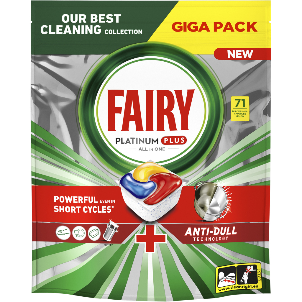 Таблетки для посудомийних машин Fairy Platinum Plus All in One Lemon 71 шт. (8700216236126) - фото 1 Таблетки для посудомийних машин Fairy Platinum Plus All in One Lemon 71 шт. (8700216236126) - фото 1