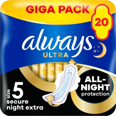 Гігієнічні прокладки Always Ultra Secure Night Extra Розмір 5 20 шт. (8006540903766) - фото 1