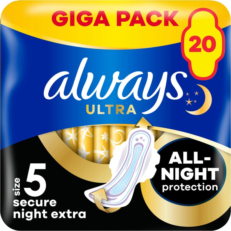 Гігієнічні прокладки Always Ultra Secure Night Extra Розмір 5 20 шт. (8006540903766) - фото 1