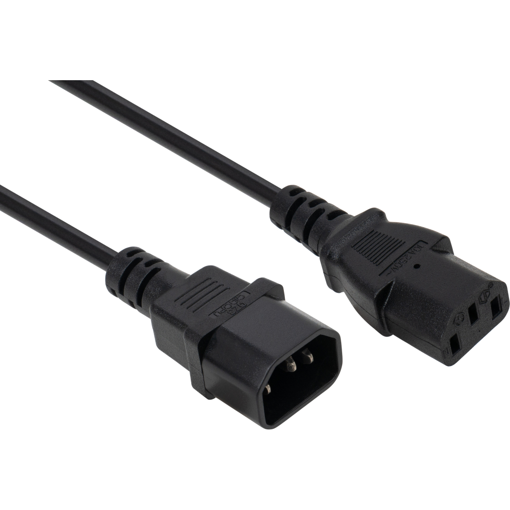 Кабель живлення C13 to C14 3.0m 1mm2 Vinga (VCPP1C13143BK) - фото 1