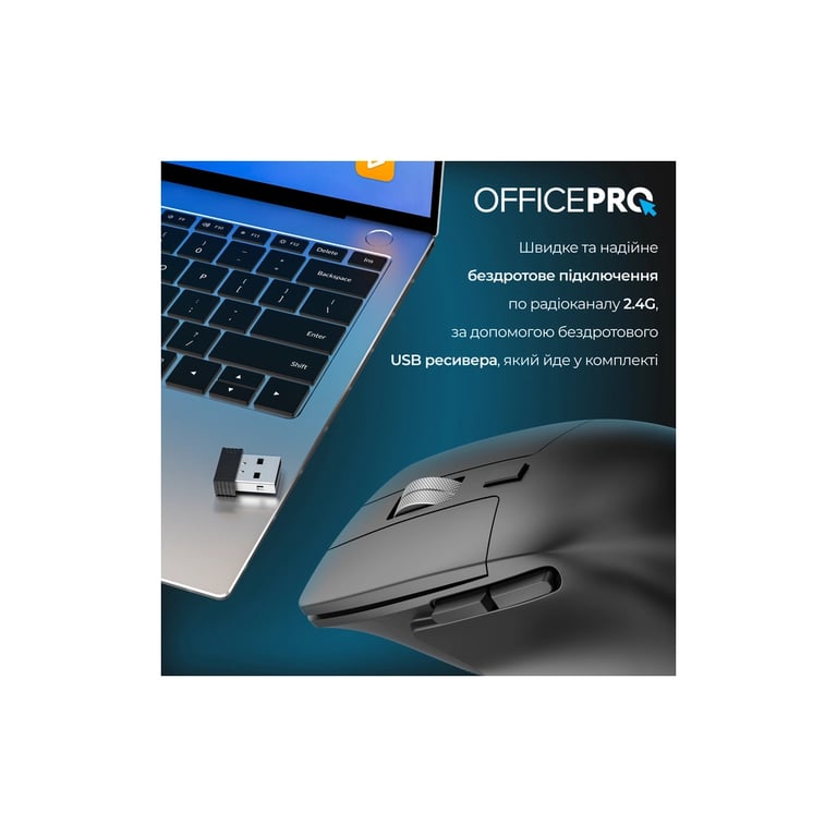 Мишка OfficePro M395B Silent Click Ergonomic Wireless Black (M395B) - фото 8