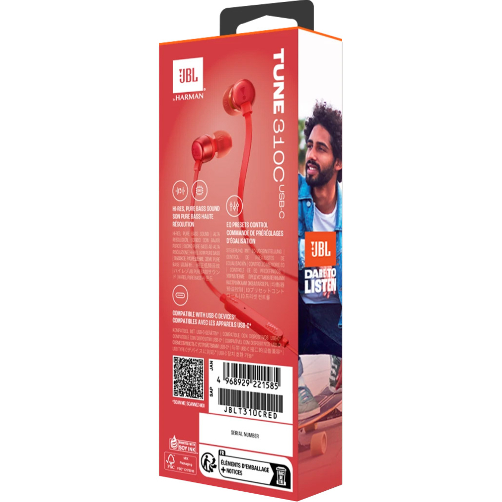 Навушники JBL Tune 310C USB-C Red (JBLT310CRED) - фото 7 Навушники JBL Tune 310C USB-C Red (JBLT310CRED) - фото 7