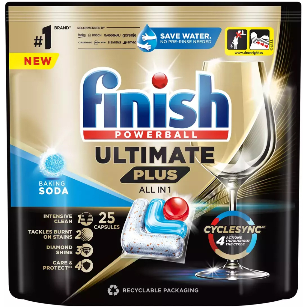 Таблетки для посудомийних машин Finish Ultimate Plus All in 1 Baking Soda 25 шт. (5908252010950) - фото 1