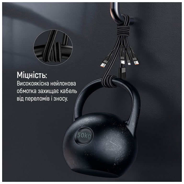 Дата кабель USB 2.0 AM to Lightning + Micro 5P + USB-C 1.2m 3.0A (PD60W data) Black ColorWay (CW-CBPDU3060-BK) - фото 11