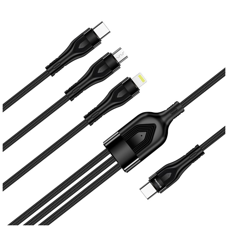 Дата кабель USB 2.0 AM to Lightning + Micro 5P + USB-C 1.2m 3.0A (PD60W data) Black ColorWay (CW-CBPDU3060-BK) - фото 4