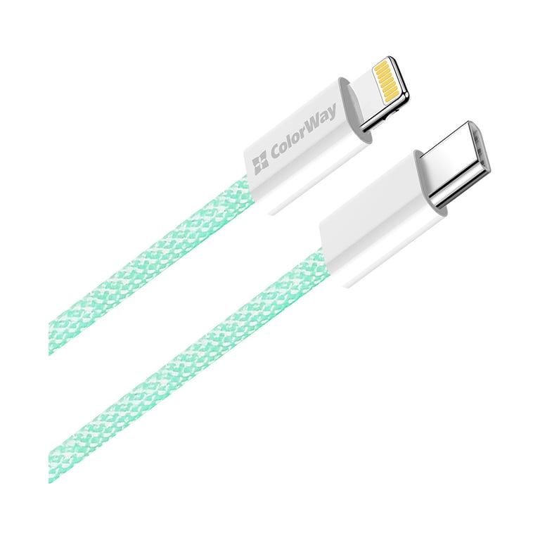 Дата кабель USB-C to Lightning 1.0m 27W green ColorWay (CW-CBPDCL061-G) - фото 2