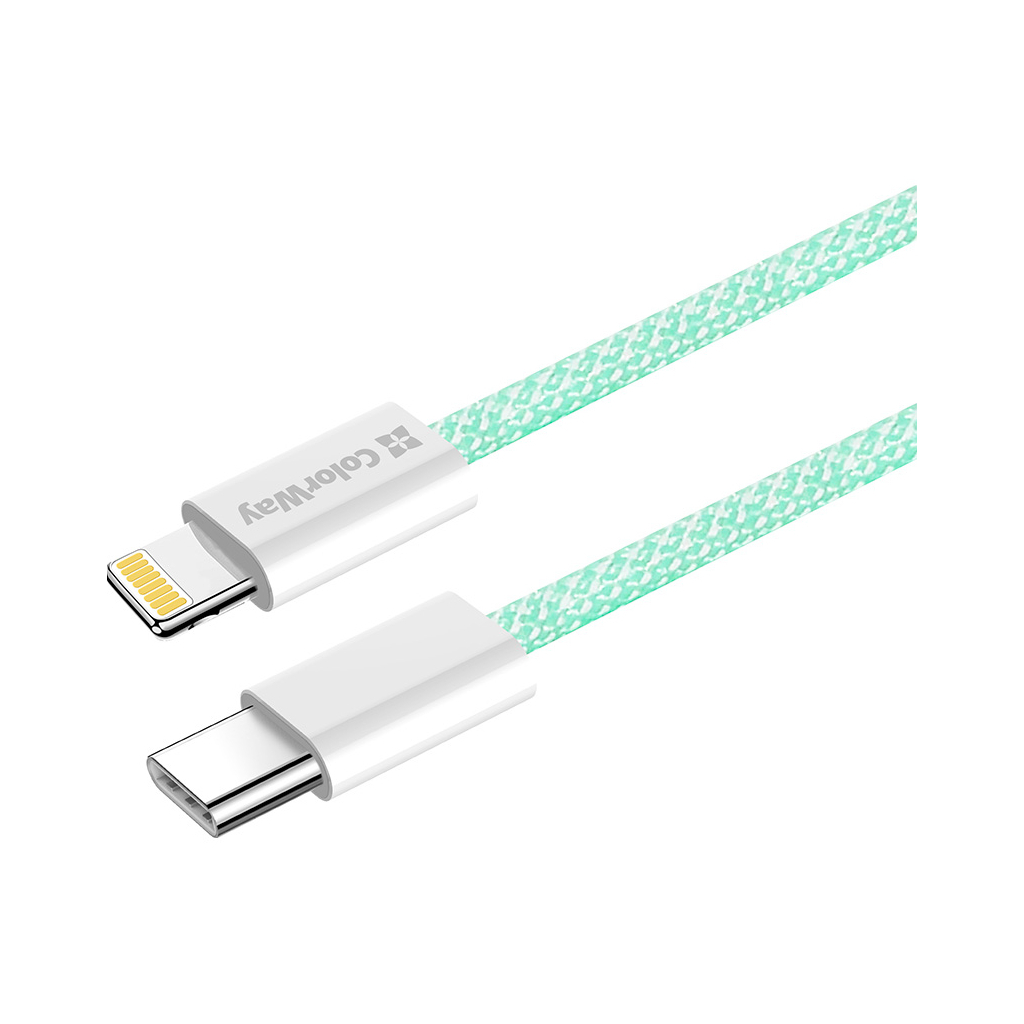 Дата кабель USB-C to Lightning 1.0m 27W green ColorWay (CW-CBPDCL061-G) - фото 5 Дата кабель USB-C to Lightning 1.0m 27W green ColorWay (CW-CBPDCL061-G) - фото 5