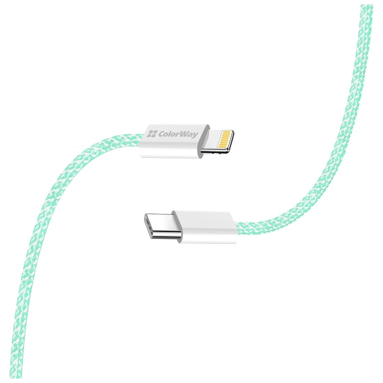 Дата кабель USB-C to Lightning 1.0m 27W green ColorWay (CW-CBPDCL061-G) - фото 6