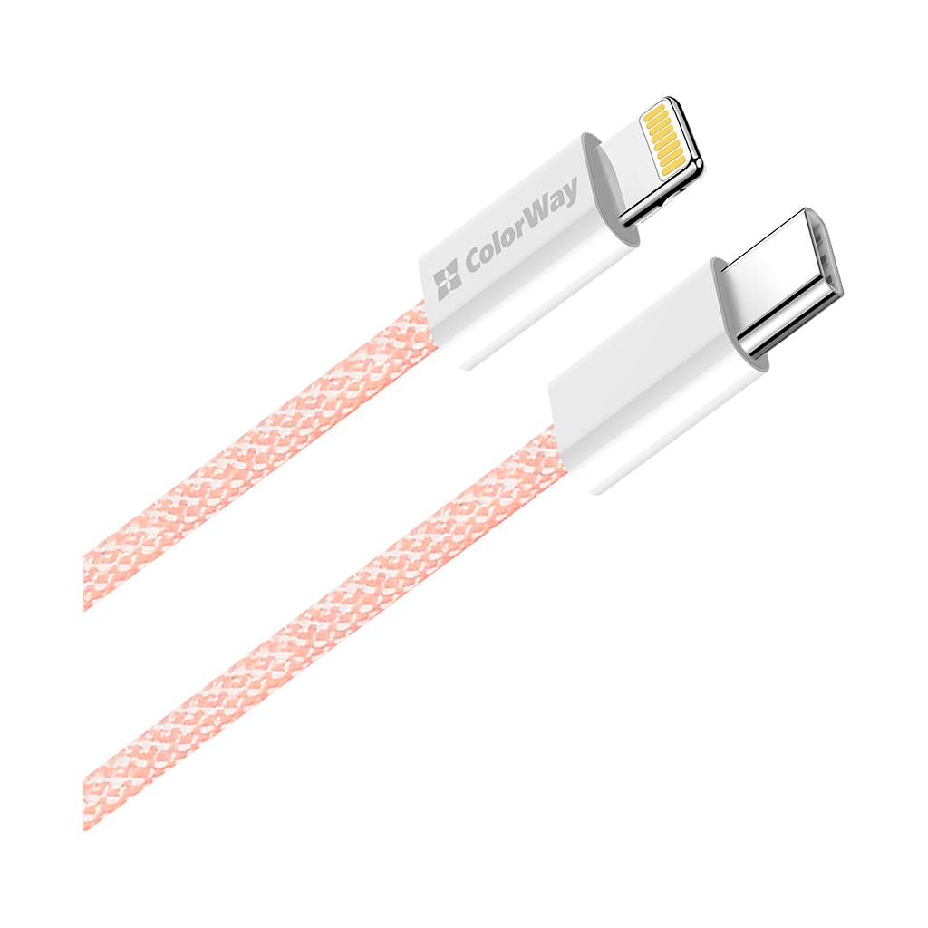 Дата кабель USB-C to Lightning 1.0m 27W pink ColorWay (CW-CBPDCL061-P) - фото 2 Дата кабель USB-C to Lightning 1.0m 27W pink ColorWay (CW-CBPDCL061-P) - фото 2