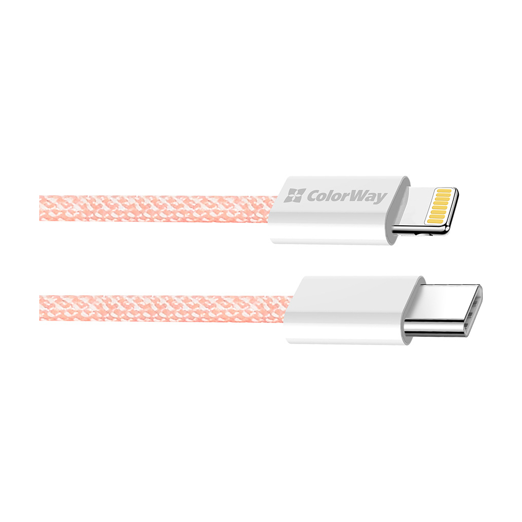 Дата кабель USB-C to Lightning 1.0m 27W pink ColorWay (CW-CBPDCL061-P) - фото 3 Дата кабель USB-C to Lightning 1.0m 27W pink ColorWay (CW-CBPDCL061-P) - фото 3