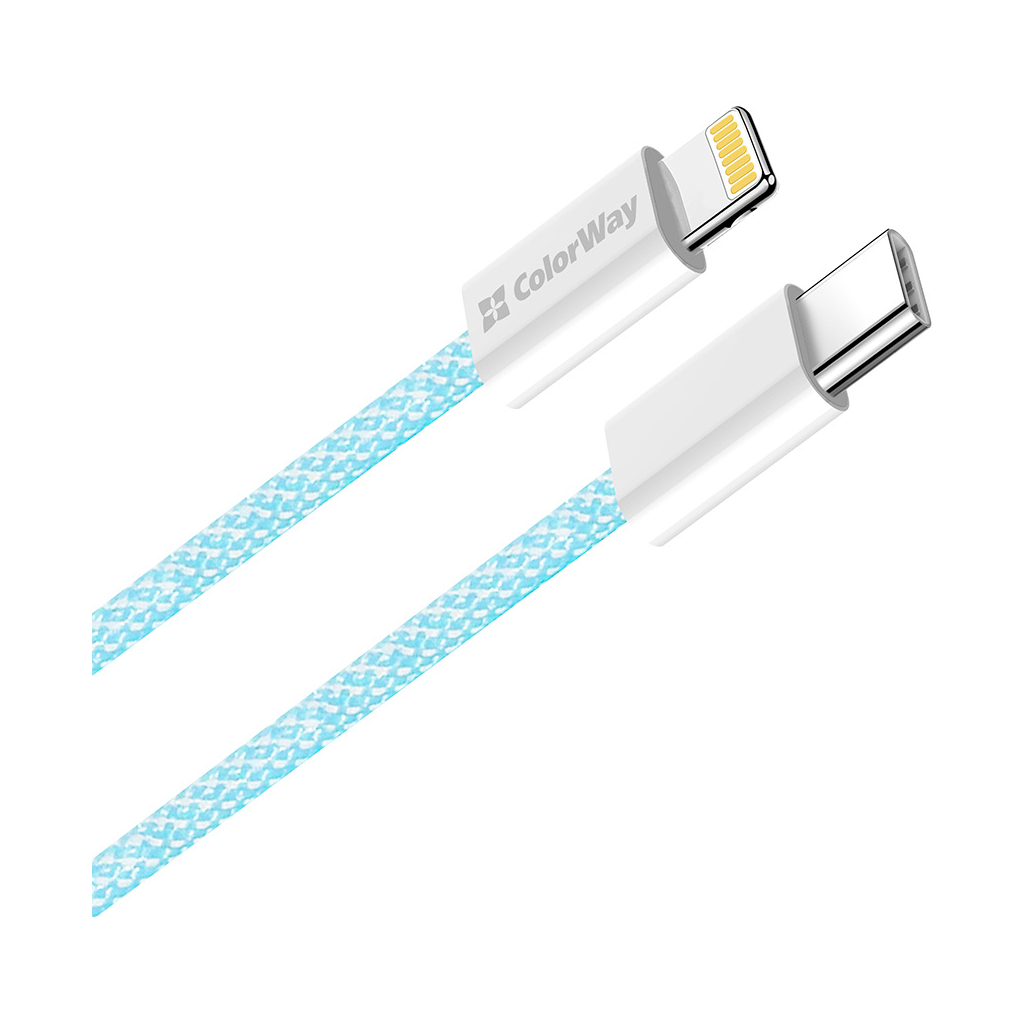 Дата кабель USB-C to Lightning 1.0m 27W blue ColorWay (CW-CBPDCL061-BL) - фото 2 Дата кабель USB-C to Lightning 1.0m 27W blue ColorWay (CW-CBPDCL061-BL) - фото 2