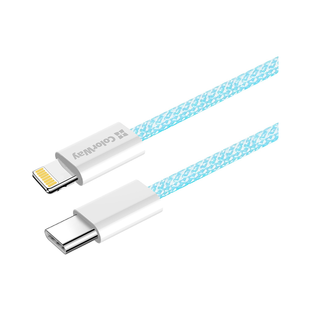 Дата кабель USB-C to Lightning 1.0m 27W blue ColorWay (CW-CBPDCL061-BL) - фото 5 Дата кабель USB-C to Lightning 1.0m 27W blue ColorWay (CW-CBPDCL061-BL) - фото 5