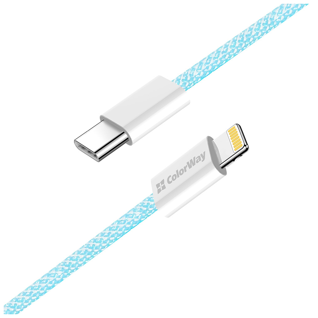 Дата кабель USB-C to Lightning 1.0m 27W blue ColorWay (CW-CBPDCL061-BL) - фото 6 Дата кабель USB-C to Lightning 1.0m 27W blue ColorWay (CW-CBPDCL061-BL) - фото 6
