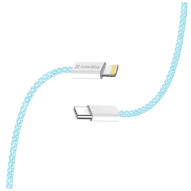 Дата кабель USB-C to Lightning 1.0m 27W blue ColorWay (CW-CBPDCL061-BL) - фото 7