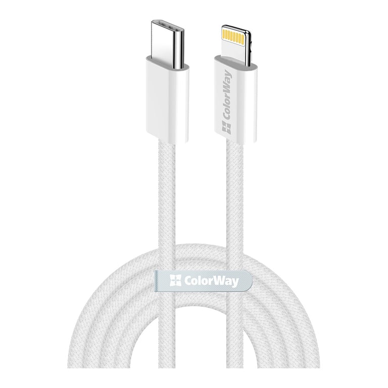 Дата кабель USB-C to Lightning 1.0m 27W grey ColorWay (CW-CBPDCL061-GR) - фото 1