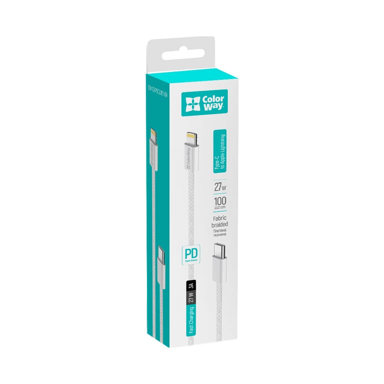 Дата кабель USB-C to Lightning 1.0m 27W grey ColorWay (CW-CBPDCL061-GR) - фото 9