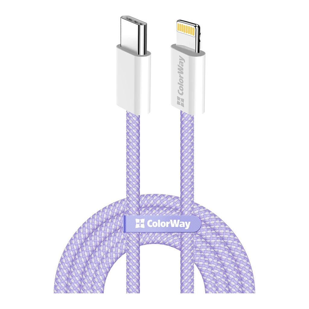 Дата кабель USB-C to Lightning 1.0m 27W purple ColorWay (CW-CBPDCL061-PU) - фото 1