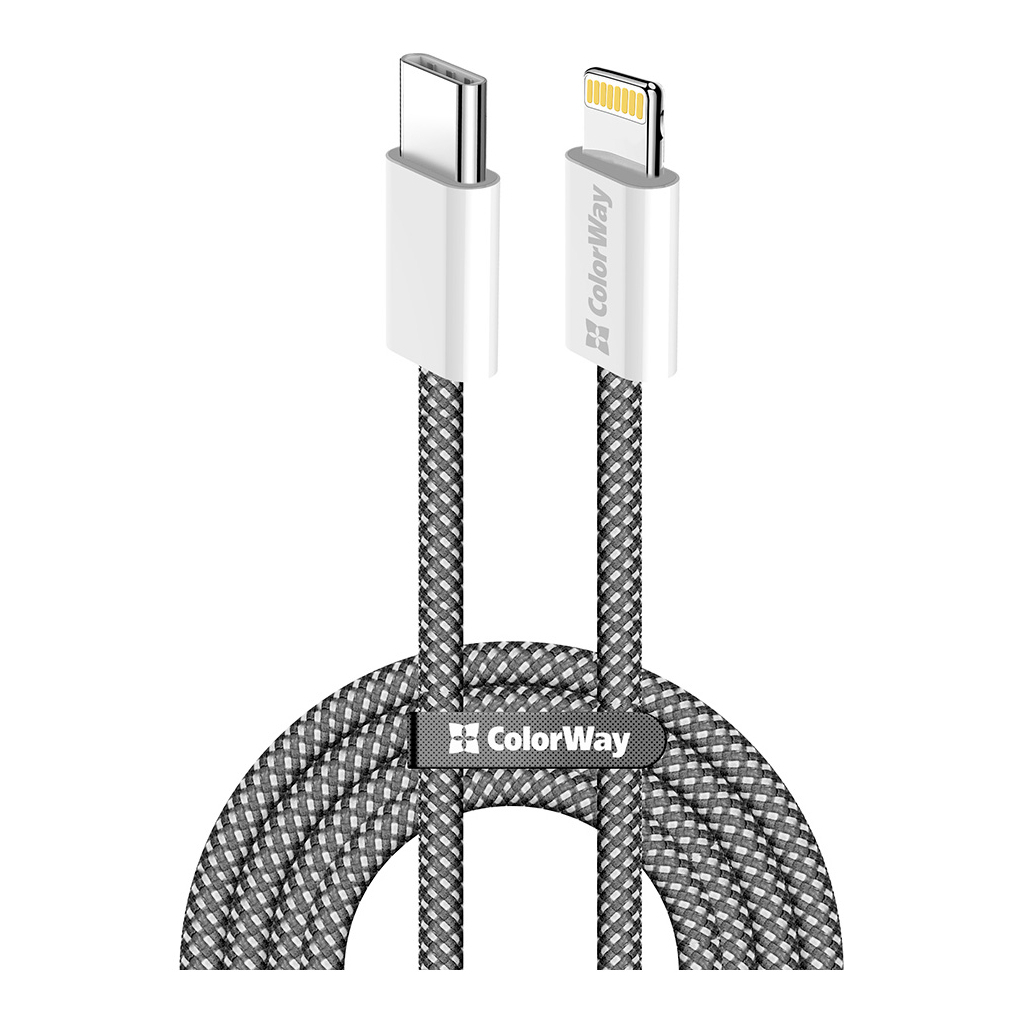 Дата кабель USB-C to Lightning 1.0m 27W black ColorWay (CW-CBPDCL061-BK) - фото 1