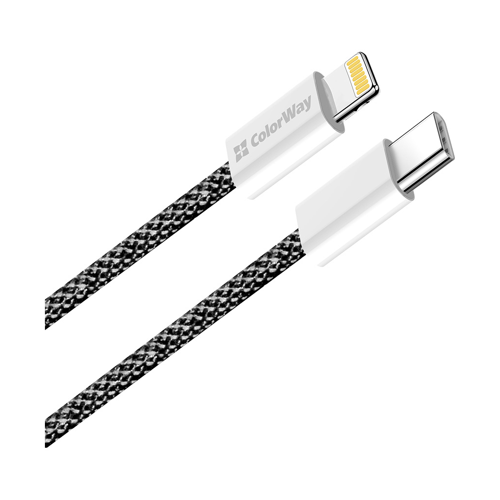 Дата кабель USB-C to Lightning 1.0m 27W black ColorWay (CW-CBPDCL061-BK) - фото 2 Дата кабель USB-C to Lightning 1.0m 27W black ColorWay (CW-CBPDCL061-BK) - фото 2