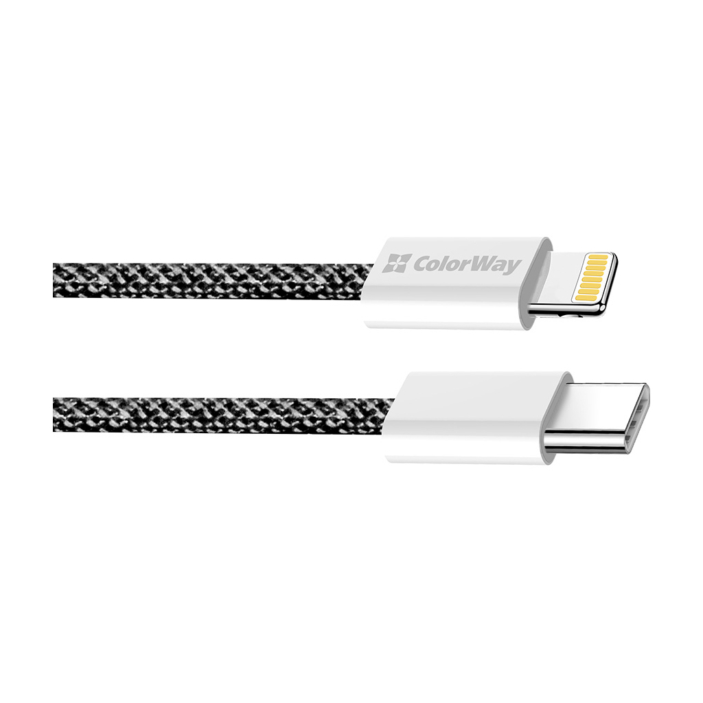 Дата кабель USB-C to Lightning 1.0m 27W black ColorWay (CW-CBPDCL061-BK) - фото 3 Дата кабель USB-C to Lightning 1.0m 27W black ColorWay (CW-CBPDCL061-BK) - фото 3