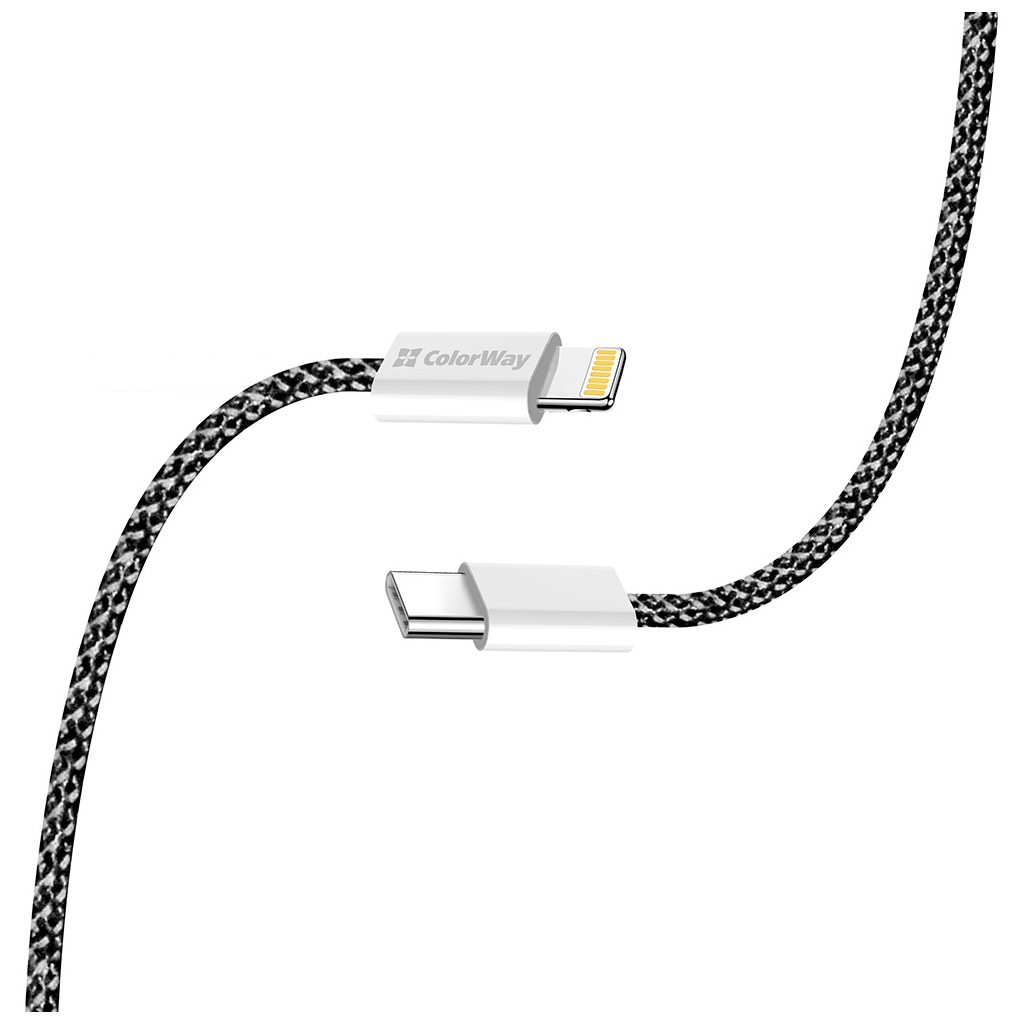 Дата кабель USB-C to Lightning 1.0m 27W black ColorWay (CW-CBPDCL061-BK) - фото 7 Дата кабель USB-C to Lightning 1.0m 27W black ColorWay (CW-CBPDCL061-BK) - фото 7
