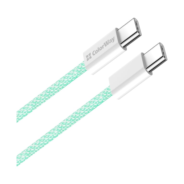Дата кабель USB-C to USB-C 1.0m 60W 3.0А green ColorWay (CW-CBPDCC061-G) - фото 2