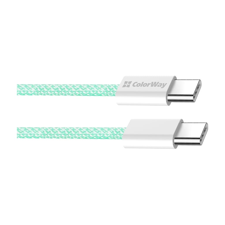 Дата кабель USB-C to USB-C 1.0m 60W 3.0А green ColorWay (CW-CBPDCC061-G) - фото 3