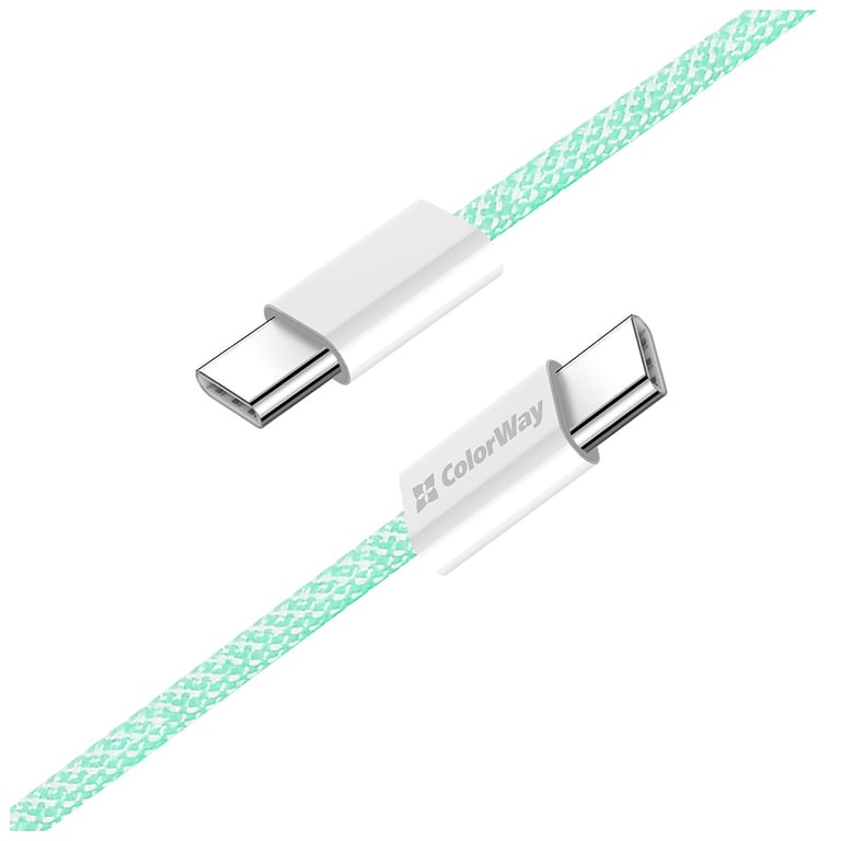 Дата кабель USB-C to USB-C 1.0m 60W 3.0А green ColorWay (CW-CBPDCC061-G) - фото 5