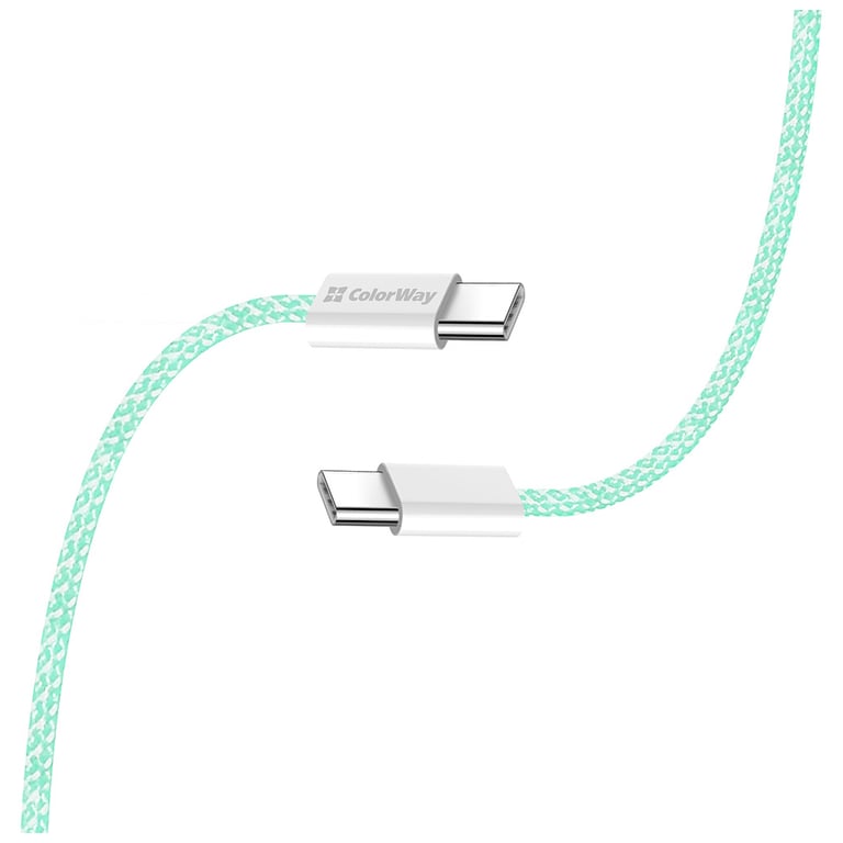Дата кабель USB-C to USB-C 1.0m 60W 3.0А green ColorWay (CW-CBPDCC061-G) - фото 6