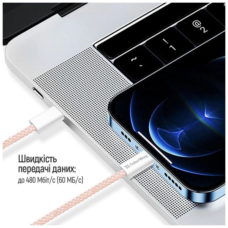 Дата кабель USB-C to USB-C 1.0m 60W 3.0А pink ColorWay (CW-CBPDCC061-P) - фото 11