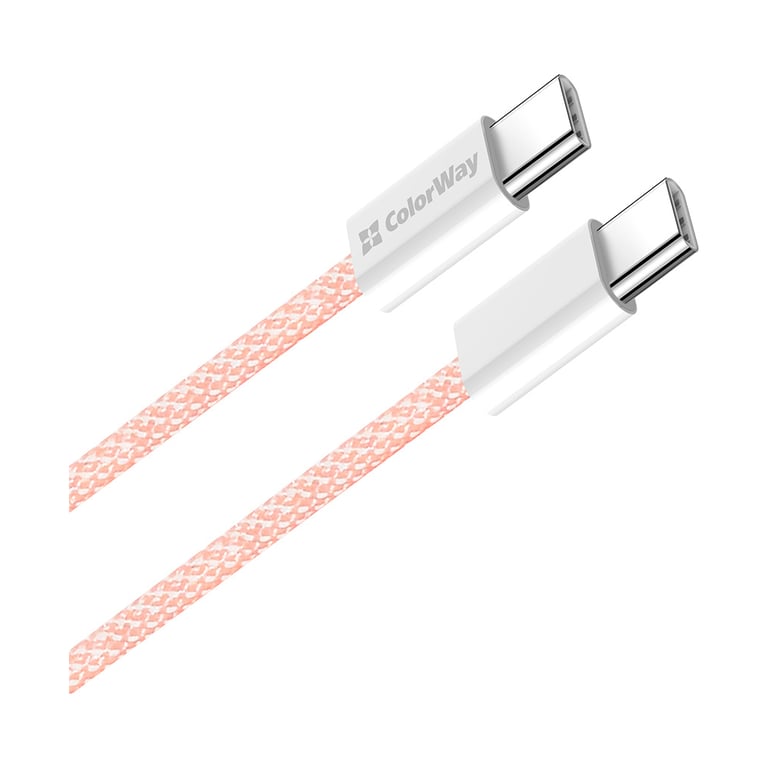 Дата кабель USB-C to USB-C 1.0m 60W 3.0А pink ColorWay (CW-CBPDCC061-P) - фото 2