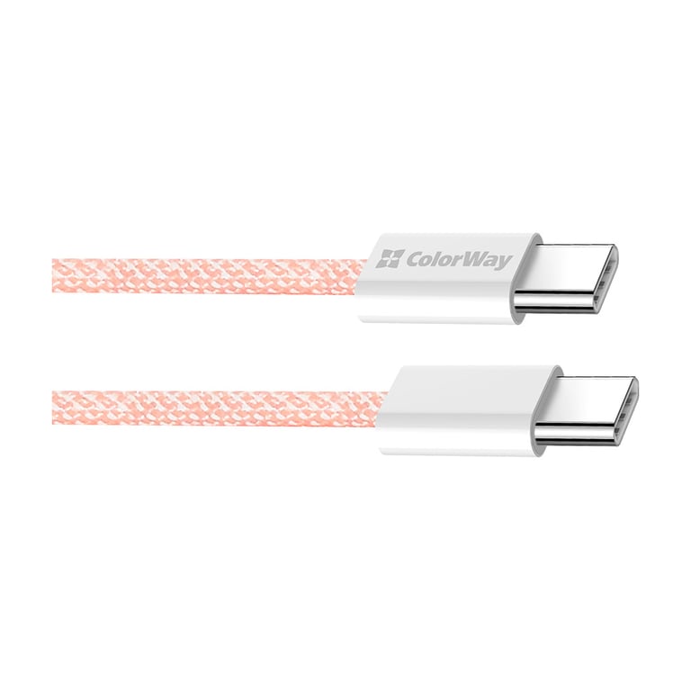 Дата кабель USB-C to USB-C 1.0m 60W 3.0А pink ColorWay (CW-CBPDCC061-P) - фото 3