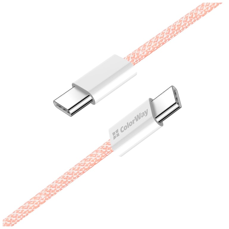 Дата кабель USB-C to USB-C 1.0m 60W 3.0А pink ColorWay (CW-CBPDCC061-P) - фото 4