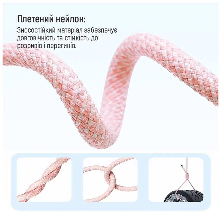 Дата кабель USB-C to USB-C 1.0m 60W 3.0А pink ColorWay (CW-CBPDCC061-P) - фото 8