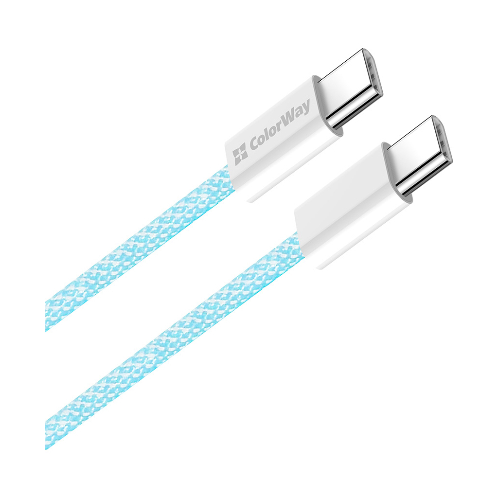 Дата кабель USB-C to USB-C 1.0m 60W 3.0А blue ColorWay (CW-CBPDCC061-BL) - фото 2 Дата кабель USB-C to USB-C 1.0m 60W 3.0А blue ColorWay (CW-CBPDCC061-BL) - фото 2
