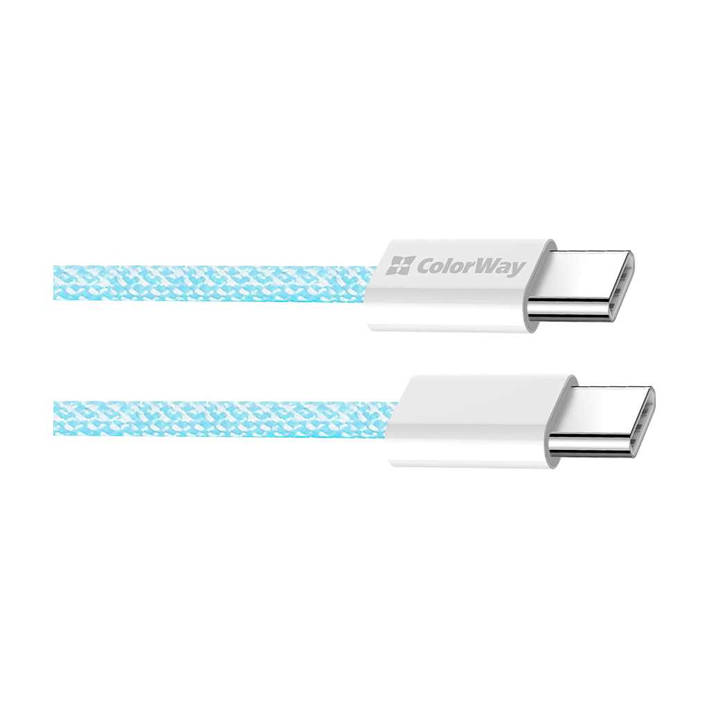 Дата кабель USB-C to USB-C 1.0m 60W 3.0А blue ColorWay (CW-CBPDCC061-BL) - фото 3 Дата кабель USB-C to USB-C 1.0m 60W 3.0А blue ColorWay (CW-CBPDCC061-BL) - фото 3