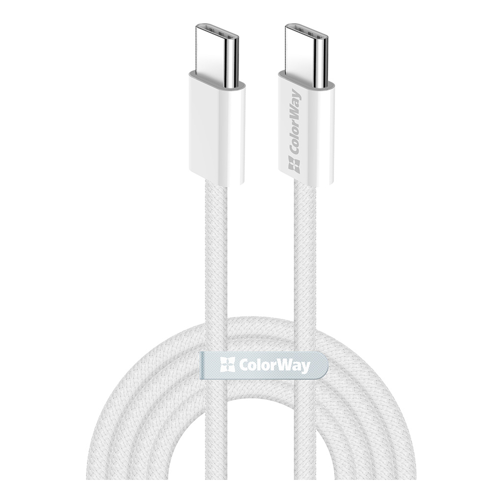 Дата кабель USB-C to USB-C 1.0m 60W 3.0А grey ColorWay (CW-CBPDCC061-GR) - фото 1